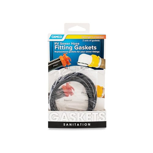 Image of Camco Sewer Hose Replacement Gasket - Replacement Gaskets for RV Sewer Fittings to Ensure an Odor Tight Seal | Two Bayonet & Two 4-in-1 Gaskets - 4 Pack (39834) , Black