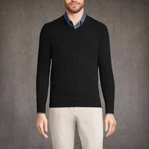 Image of Lands' End Men's Fine Gauge Cashmere V-Neck Sweater