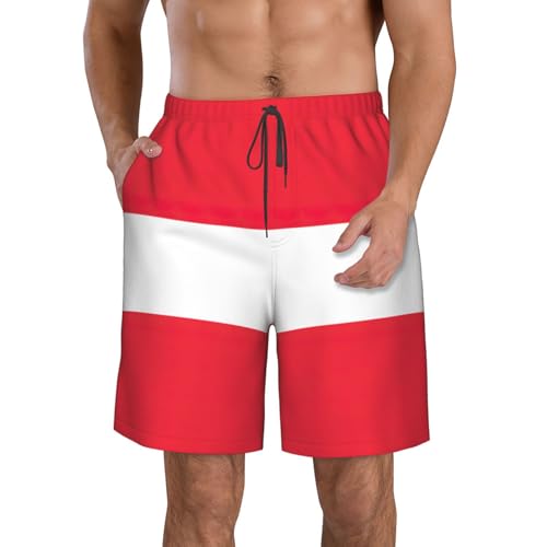 Men's Beach Shorts Swim TrunksFun Patterns Austrian Flag Print for Surfing Running Summer Vacation