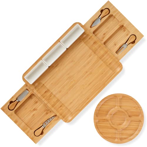 Stedware Cheese Board Set, Charcuterie Board & Knife Set With Cheese Tray, Large Bamboo Platter For Cheese & Meat - Gift For Women, Couples Wedding Anniversary, Housewarming #TOP7