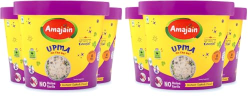 Image of Amajain Instant Sattvik Healthy Upma, Ready-to-Eat, No Added Preservatives, No Added Flavours, Jain-Friendly, 70g (Pack of 6)