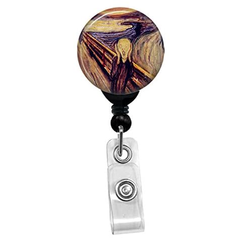Edvard Munch - The Scream - Retractable Badge Reel - ID Name Tag Custom Badge Holder (Black Badge Reel Belt Clip) Cover