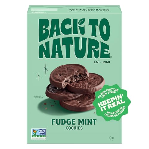 Back to Nature Fudge Mint Cookies, Plant-Based, Non-GMO, Made with Wheat Flour, Snack Happy, 5.5 oz Box