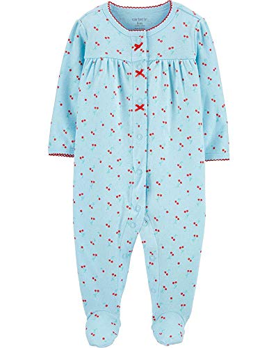 Image of Carter's Baby Girls' Snap Up Cotton Sleep & Play, Blue Cherry, Newborn