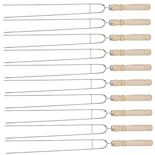 Yardenfun 10pezzi Spiedini Riutilizzabili in Metallo Inossidabile Per Barbecue Spiedo Portatile Per Arrostire Verdure e Frutta Accessori Per Manico in Legno