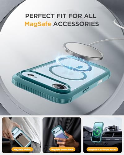 Image of Miracase Magnetic for iPhone Air Case 6.5 inch [Compatible with MagSafe] Full-Body Phone Case with Built-in Glass Screen Protector & Camera Control,Drop Proof iPhone 17 Air Case Cover, Green