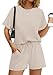 WIHOLL Two Piece Lounge Sets for Women 2 Piece Short Sets for Women Pajamas Matching Set Womens Fashion Clothing Spring Summer Outfits Beach Vacation Outfits Loungewear 2026 Apricot M