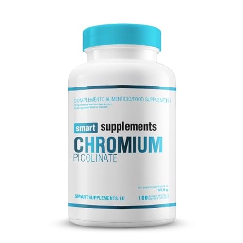 SMART SUPPLEMENTS - Picolinato de Cromo - 100 Cápsulas - Quemagrasas - Ayuda al Metabolismo Normal de Macronutrientes - Regula Glucosa en Sangre - Control de Apetito - Regulación de Azúcar