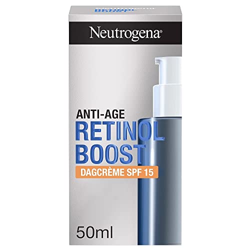 Neutrogena Retinol Boost Crema de día SPF 15 (50 ml), crema hidratante protectora con retinol, extracto de hoja de mirto y ácido hialurónico, crema facial eficaz para una piel joven y saludable