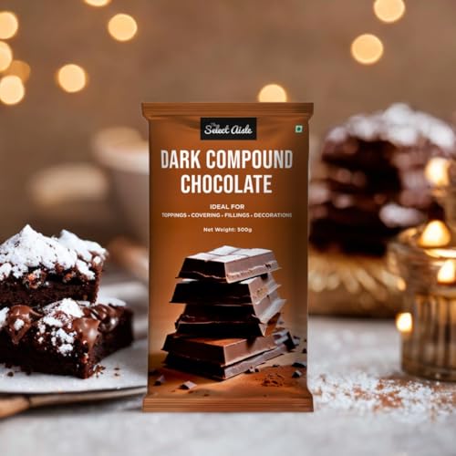 Image of The Select Aisle's Dark Chocolate Compound Slab - 500g [Rich Dark Chocolate Bar | Choco Slab for Baking, Frosting, Chocolate Making, Ice Creams, Desserts | Choco Slab for Cake Decoration]