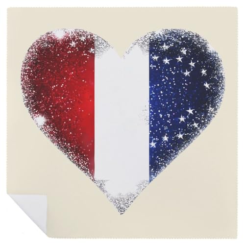 Servilletas de tela suaves y lavables con diseño de corazón tricolor francés 7