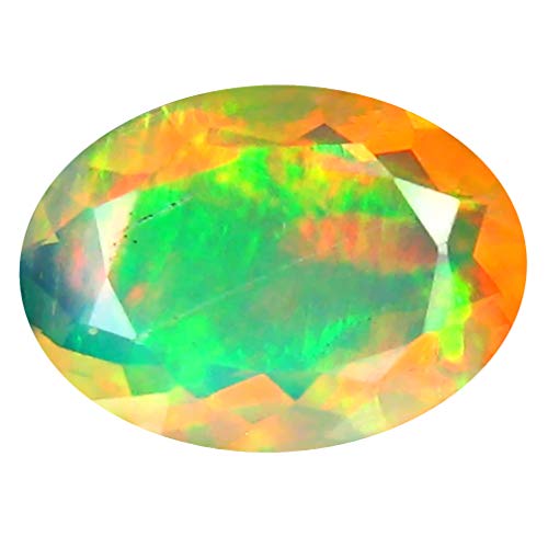 Opale arc-en-ciel éthiopienne brute de 2.37 ct taillée en ovale pour création de bijoux uniques