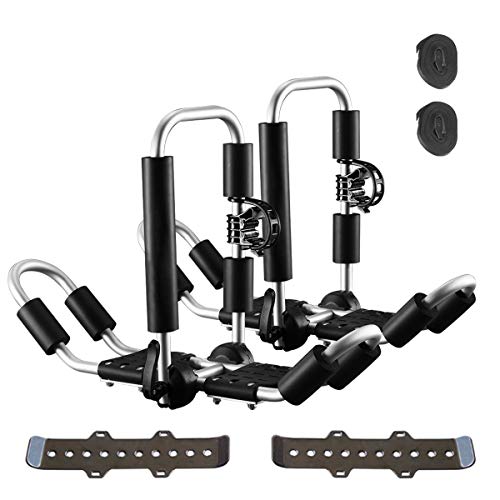 LEADRACKS Kayak Roof Rack for Canoe, Ski, SUP, Surfboard, Kayak Carrier, Foldable J-Bar 4 in 1 Bilateral Rooftop Mount Universal Transport Tool on Car, SUV and Truck Crossbar, 2 Piece