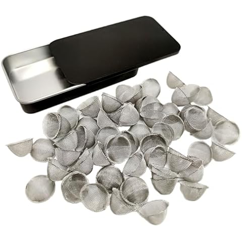 Ruilida Pipe Screens 70 Pcs 3/4 Inch Tapered Design Clean Screens 0.75 Inch 100% Stainless Steel Mesh with a Storage Box Cover