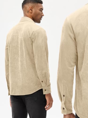 Image of Comdecevis Men's Corduroy Shirt Long Sleeve Shacket