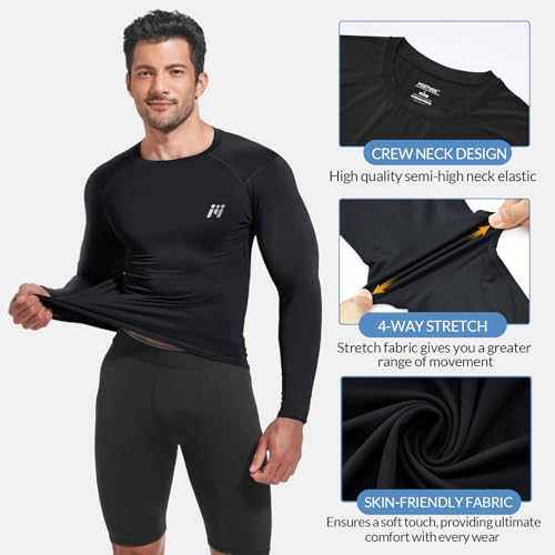 MEETYOO Long Sleeve Compression Shirts for Men, UPF 50+ UV Swim Shirts, Running Athletic Workout Base Layer4