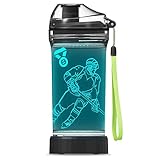 YuanDian Hockey Gifts for Boys, Light Up Water Bottle - 14 OZ Tritan BPA Free Eco-Friendly - Cool LED Sport Cups Gift for Hockey Player School Kids Girl Child Christmas Holiday