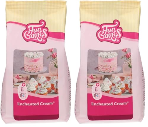 FunCakes Preparado Crema Encantada, Blanca Como la Nieve, Fácil de Usar, Muy Ligera y Esponjosa, Perfecta para Rellenar y Cubrir Pasteles o Cupcakes, Halal. 450 g (Paquete de 2)