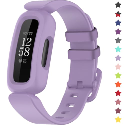 TopPerfekt Bands Compatible with Fitbit Ace 3, Soft Silicone Waterproof Bracelet Accessories Sports Watch Strap Replacement for Fitbit Ace 3 Boys Girls(Lavender)