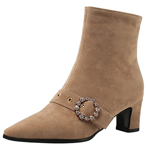 Gicoiz Vintage Chelsea Womens Block Heel Harness Ankle Boots