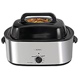 22 Quart Electric Turkey Roaster Oven with Glass Lid, Large Electric Turkey Roaster Oven with Removable Pan,Turkey Roaster with Roasting Pan, Self-Basting Lid,Cool-Touch Handles(Silver)