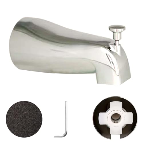 Slip on Tub Spout with Diverter, Metal Bathtub Faucet Chrome, Bathroom Push On Tub Spigot, Fits 1/2" Copper Pipe(5/8" OD), Sandpaper and Hex Wrench Included