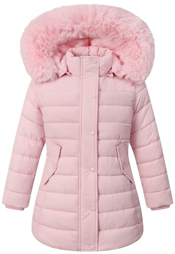 Girl's Winter Waterproof Warm Long Coat,Kids Puffer Jacket Outerwear Parka,Removable Hood