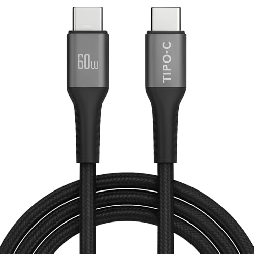 Cabo USB-C Turbo 2 Metros Tipo C 60W Nylon Trançado e Reforçado Compativel Com Iphone 15, Iphone 16 Notebook Tablet Qualidade Premium Carregamento Transferência de Dados Compativel ANDROID