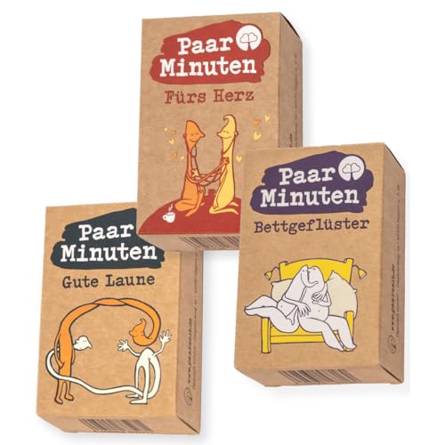 Paarzeit PaarMinuten Dreierpack – Einzigartige Geschenkidee zur Hochzeit, 3 Spiele mit je 53 spielerischen Gesprächsimpulsen für Paare – Gesprächsimpulse für zwischendurch ... Dreierpack