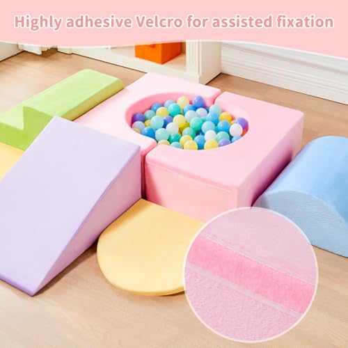 IFNOW Climbing Toys for Toddlers Indoor,7-Piece Foam Toddler Climbing Blocks Set, Colourful Soft Play Climbing,Play Gym Climber Structures for Toddler,Climb and Crawl Play Set with Widended Velcro