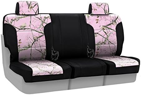 Coverking Center 40/20/40 Split Bench Custom Fit Seat Cover for Select Toyota Highlander Models - Neosupreme Camo Real Tree (AP Pink with Black Sides)