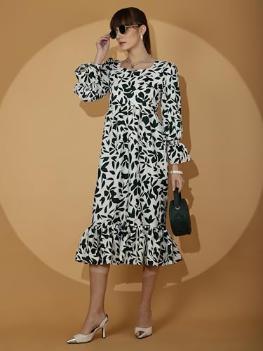 Image of Sheetal Associates Women's Casual Flared Sleeve Crepe Floral Fit and Flare Dress