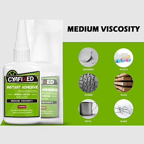 Strong Cyanoacrylate (Ca) Super Glue By Cyafixed - 4 Oz Value Pack -"All Purpose" Medium Viscosity Adhesive, Instant Bonding Glue For General Home Repair, Ceramics, Wood, Glass, Plastics And More #TOP3