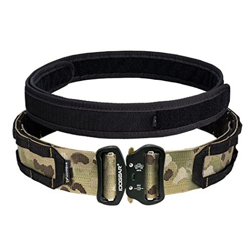 IDOGEAR 2 zoll Taktische Gürtel Kampf Quick Release Schnalle Militär-Stil Rigger-Gürtel Molle strapazierfähig Gürtelsystem mit 4,4 cm und 5,1 cm innen außen (Large for waist 96-106 cm, Multicam) Cover