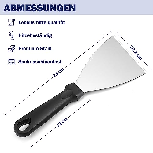 Herogo Grillspachtel 2er Set, Edelstahl Grill Spachtel Grillschaber mit Kunststoffgriff für BBQ, Steak, Küche, zum Grillen von Teppanyaki-Fleisch, Reinigen der Grillpfanne, Spülmaschinenfest