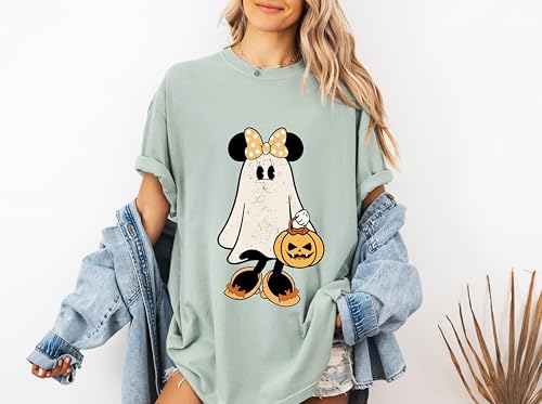 Retro M.ickey M.innie Halloween Couple Shirts, M.ickey Ghost Shirt, M.innie Ghost Shirt, Spooky Season Shirt, Halloween Trip Shirts, Comfort Colors Tee 8