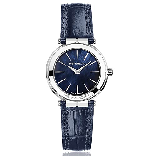 Montre bracelet pour femmes Michel Herbelin NEWPORT SLIM 16922/AP60BL en acier et cuir bleu