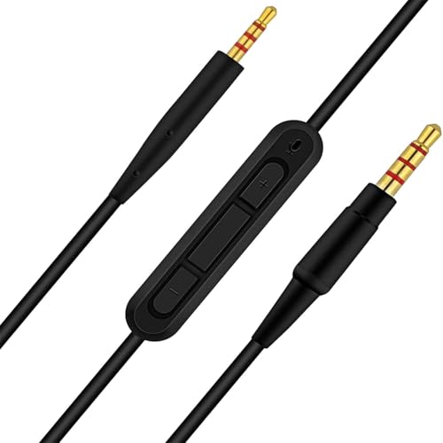 Replacement Audio Cable Cord Wire Compatible with Bose QuietComfort QC45 QC35II QC35 QC25 On-Ear2 OE2 OE2i Soundlink SoundTrue NC700 Headphones 3.5mm to 2.5mm Aux Cable(Black with Mic 5FT/1.5M)