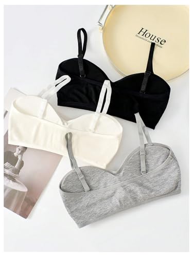 OYOANGLE Girl's 3 Pack Ribbed Training Bras Light Padded Wireless Bralette Comfortable Everyday Bra Set2