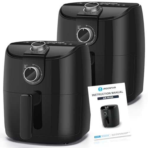 Aigostar - 4L Heißluftfritteuse, airfryer für den Hausgebrauch, 1500 Watt, schnelles und energieeffizientes Kochen, geeignet für gesundes, fettarmes Kochen, Schwarz, 2 Piezas