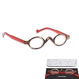 TOPSTARONLINE Lesebrille mit kleinen runden Gläsern von + 1,00 bis + 3,50 Dioptrien (Leopard-Rot, 1.50)