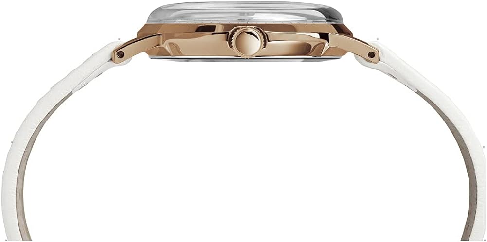 Timex 34 mm Marlin meccanico in oro rosa cassa quadrante argento pelle bianca Timex 34 mm Marlin meccanico in oro rosa cassa quadrante argento pelle bianca
