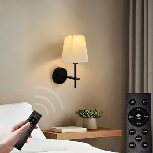Apliques de pared LED con pantalla de tela y diseño de base redonda 2
