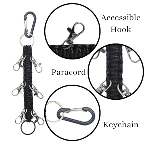 NGIL Glitter Paracord Cheer Hairbow Holder for Backpack, Dance Team Hairbow Keychain with Carabiner (Glitter-Black)
