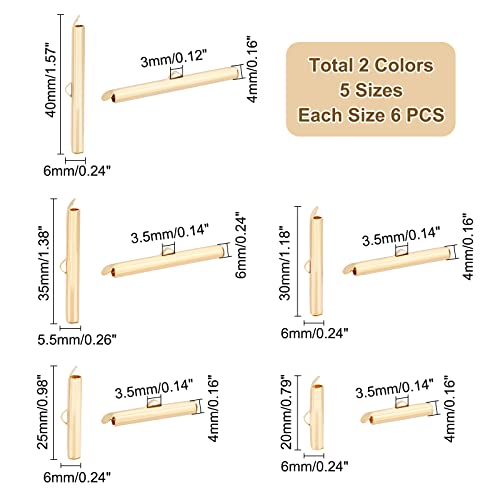 UNICRAFTALE about 60pcs 2 Colors 5 Size Stainless Steel Slide On End Clasp Tubes Crimp End Tube for Round Slider End Caps Crimp Tube Buckle Clasps for Bead Looms Bead Multi-Strand Necklace Jewelry - Image 4
