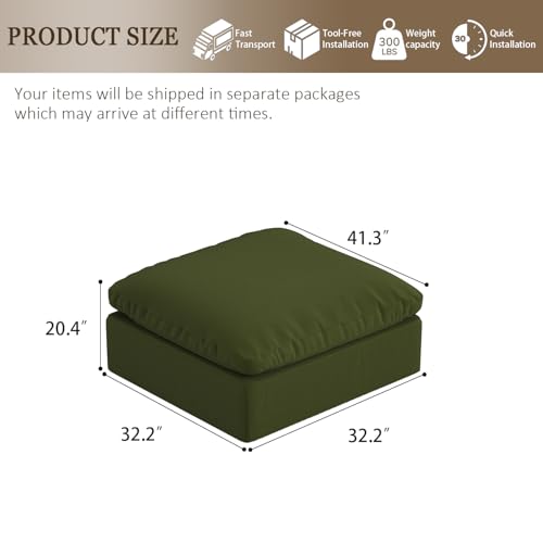 Image of Oversize Cloud Modular Sectional Sofa,Chaise Down Filled Comfort Sofa Detachable Couch Cushion Covers for Living Room Apartment,Green