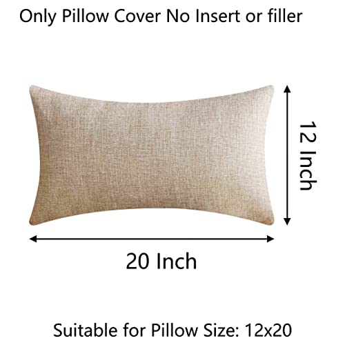 Demetex Pillow Covers, Rectangle Throw Pillow Covers Set Of 2, Linen Decorative Burlap Pillow Cases For Couch Bedroom Living Room, 12X20 Inch, Light Linen #TOP3