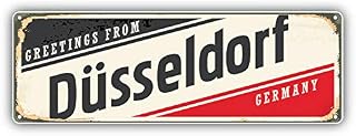 KW Vinyl Dusseldorf Retro Travel Tin Sign Truck Car Window Bumper Sticker Decal 5"