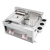 LKHDONG Kommerzielle Fritteuse LPG Gas Fett Doppeltanks Fett mit 2x6L Körben und Deckel, Fritteuse Temperaturregelung 50-380°C Doppel-fritteuse für Restaurant, Imbissstube (LPG)