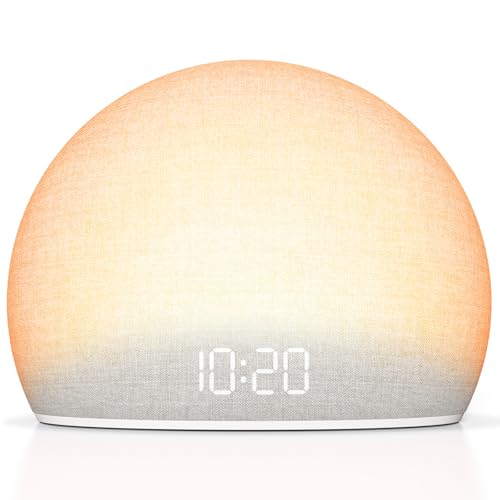 DOUMOSH Sonnenaufgang Wecker mit Weißem Rauschen – Wake-Up-Light & Klangwecker für Schlafzimmer | 20 beruhigende Schlafhilfen, natürliche Lichtweckfunktion, dimmbare Anzeige, ohne Bildschirm